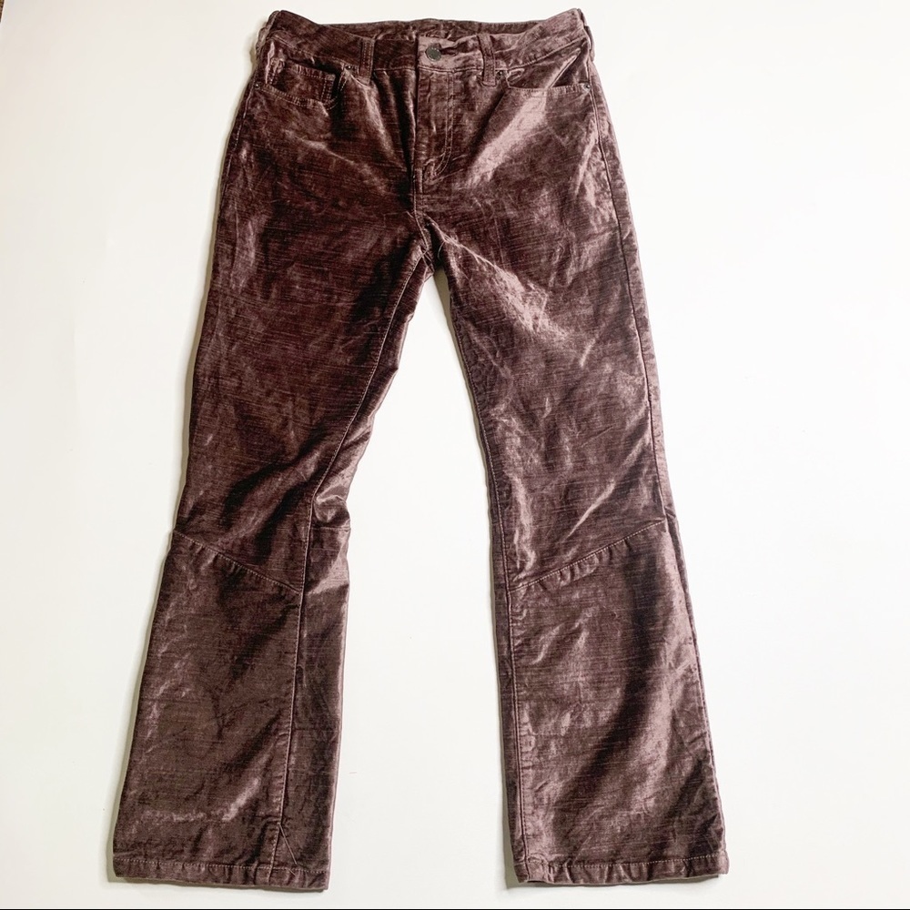 Free People velvet crop pants taupe brown shiny